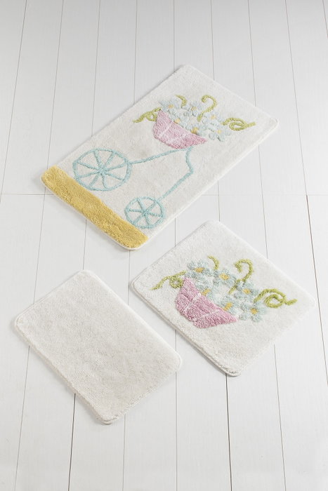 Mijölnir Alacati - Yellow Juego de Alfombrillas de Baño de 3 Piezas Mijölnir Alacati - Yellow Juego de Alfombrillas de Baño de 3 Piezas